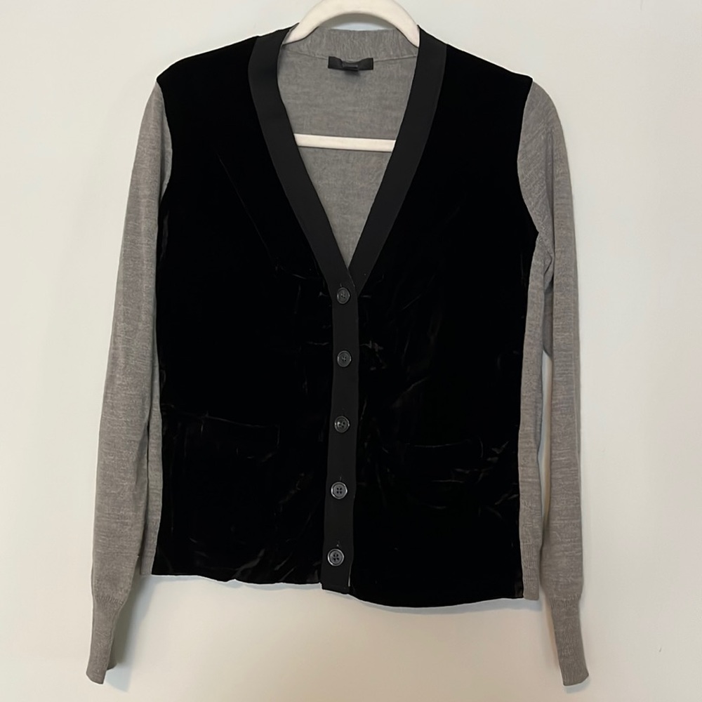 J crew cardigan with velour detail